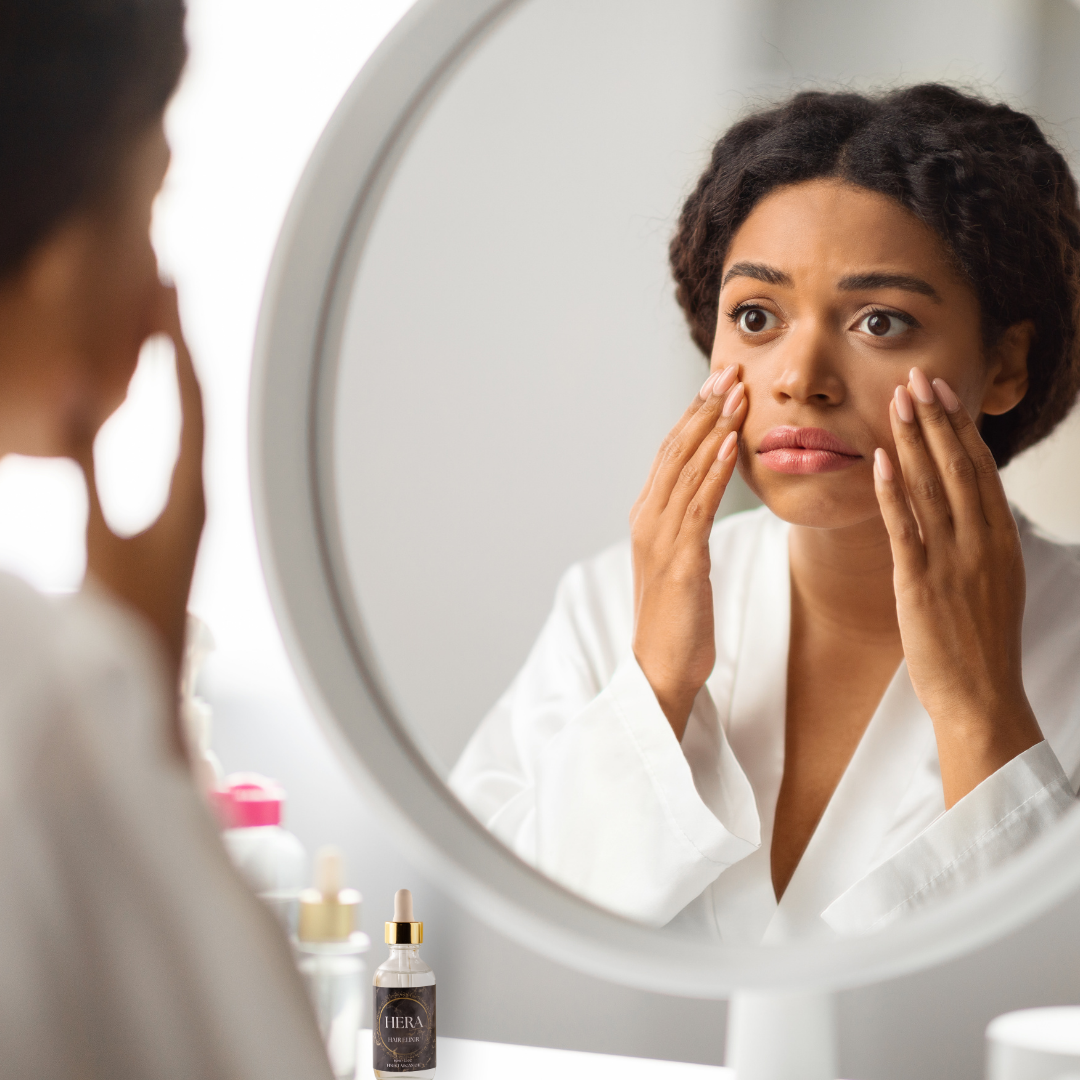 Woman taking deep breaths